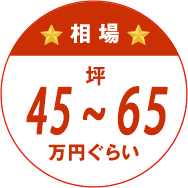 相場：坪45〜65万円ぐらい